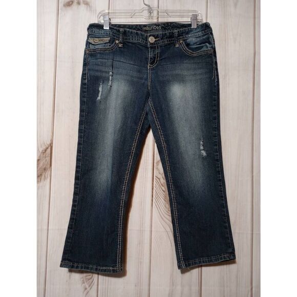 Maurices Jeans Junior 9 Dark Wash Cropped Detailed‎ Pockets - Picture 1 of 8